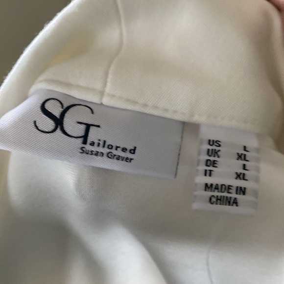 New womens off white Sz L tailored dress don/up business 1 button blazer jacket - Picture 9 of 10